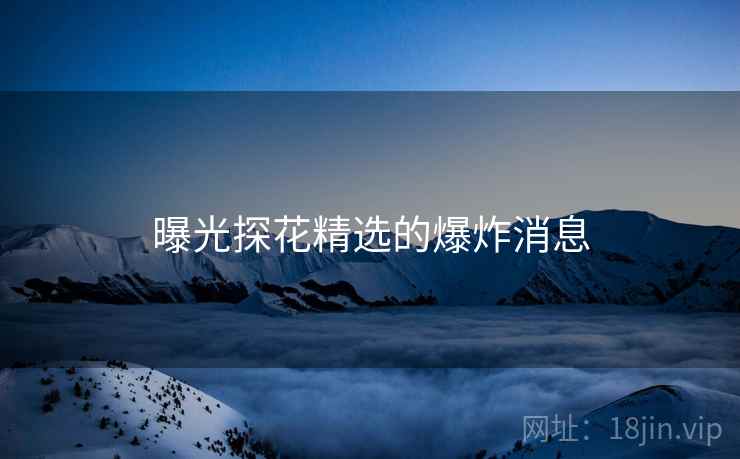 曝光探花精选的爆炸消息